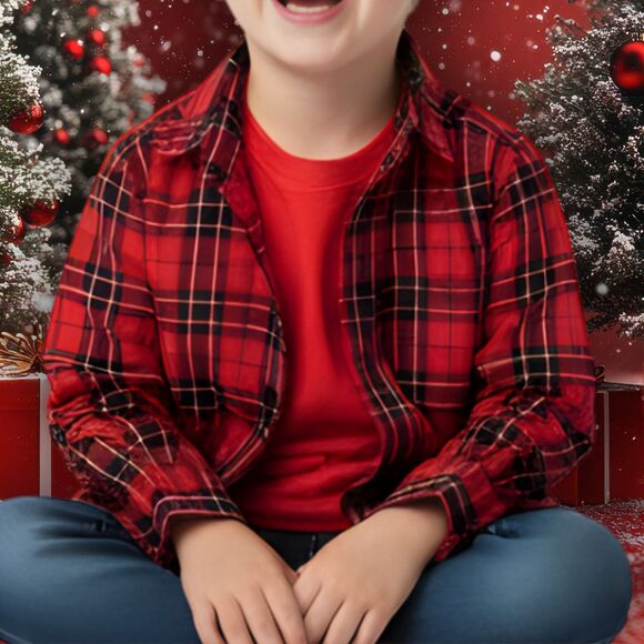 Toddler Boys Christmas Layered Shirt Set 12–18mo – Plaid Button Up + Tee - Picture 5 of 6